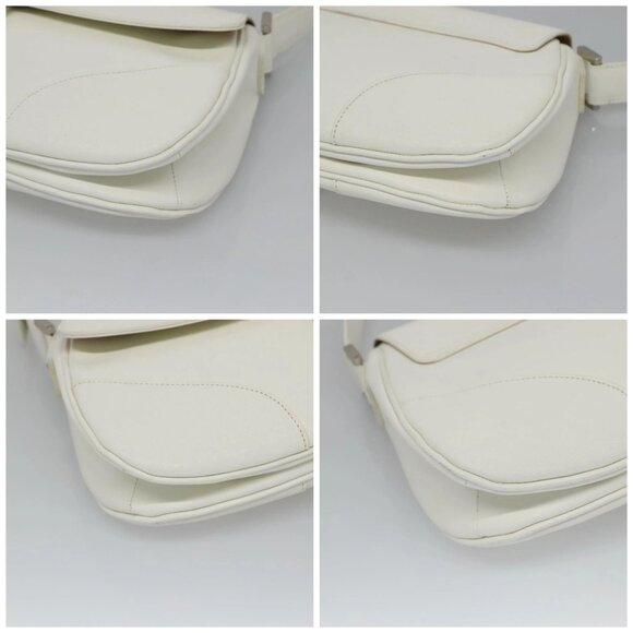 BURBERRY Shoulder Bag Leather White Silver Auth - Picture 15 of 15